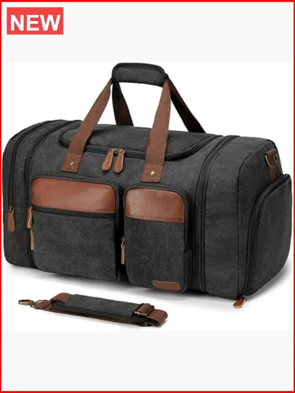 Canvas Duffle Bag 50L Expandable Travel Duffel with Shoes Compartment